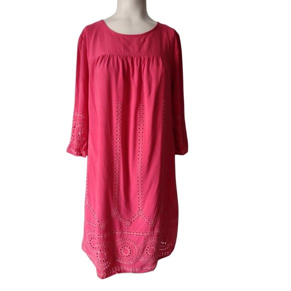 Crown Ivy Eyelet Lace Lined Sheath Dress Sz 6 Low Back Neck Tie Pink Barbiecore - Picture 1 of 9